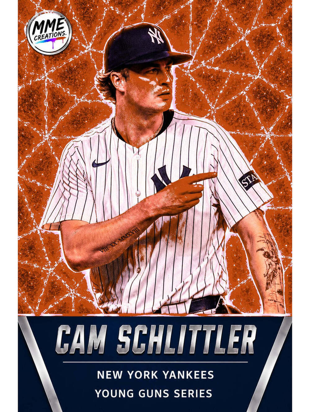 4312 Cam Schlittler Young Guns Laminated Custom Baseball Card Red Ice